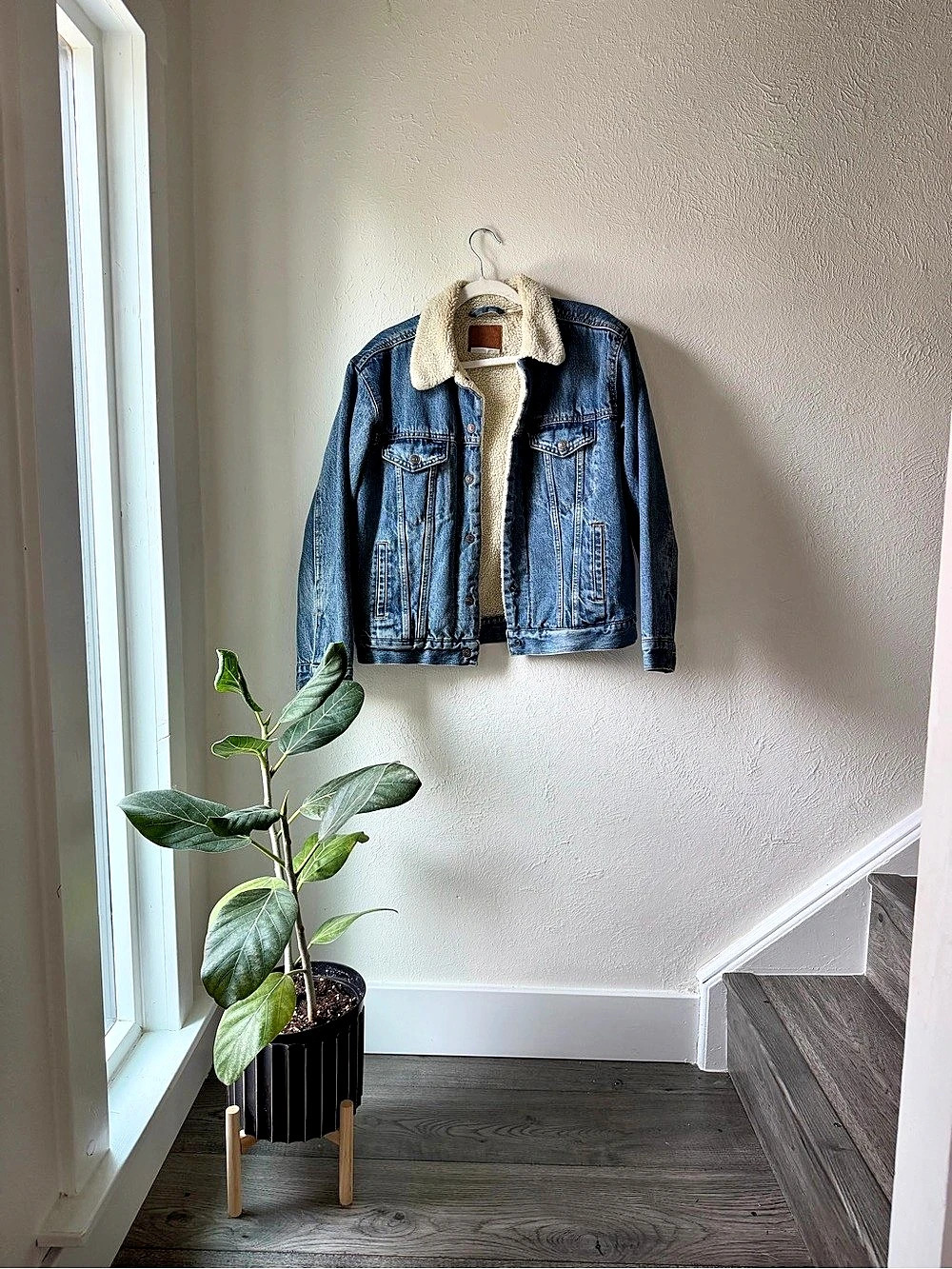 Levi’s Premium Sherpa Trucker Jacket Blue & Cream Small